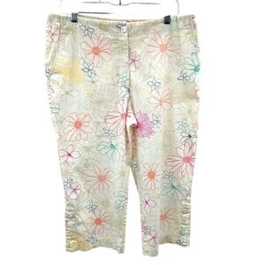 David‎ Brooks White Floral Pants  Size 14P